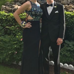 Blue Sequined Prom Dress